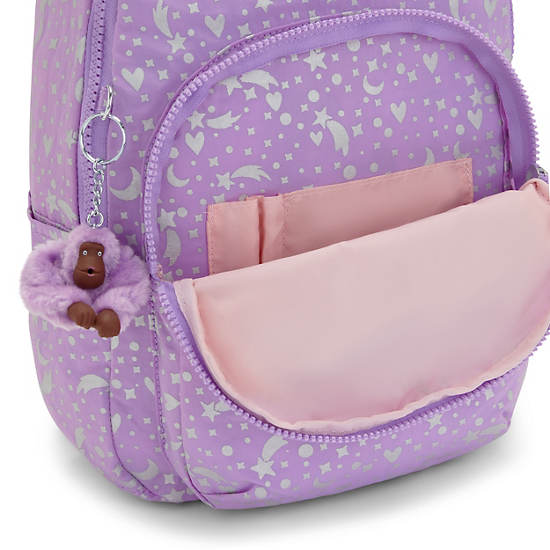 Kipling Seoul Small Printed Tablet Rugzak Paars | België 1602IL